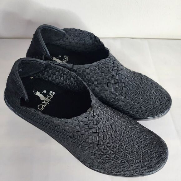 Corkys Woven Hot Bootie Womens Textile Pull-On Pump Boots Black Size 8 Comfort - Picture 3 of 11